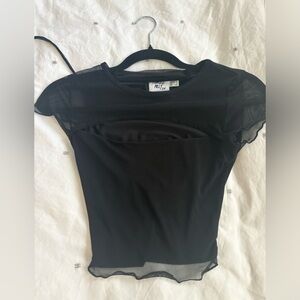 Mesh black crop top